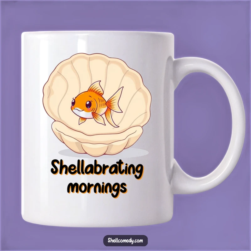Funny Goldfish Seashell Mug: Hilarious Aquatic Adventure Gift for Any Occasion