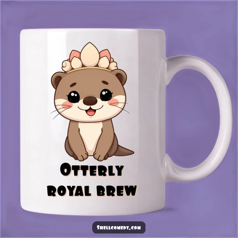 Funny Otter Cub Seashell Crown Mug: Proud Smiling Royal Gift