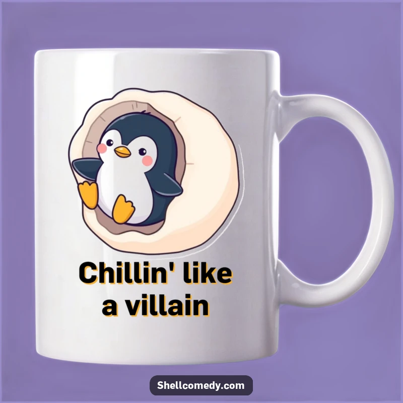 Funny Penguin Seashell Mug: Hilarious Arctic Slide Gift for Animal Lovers