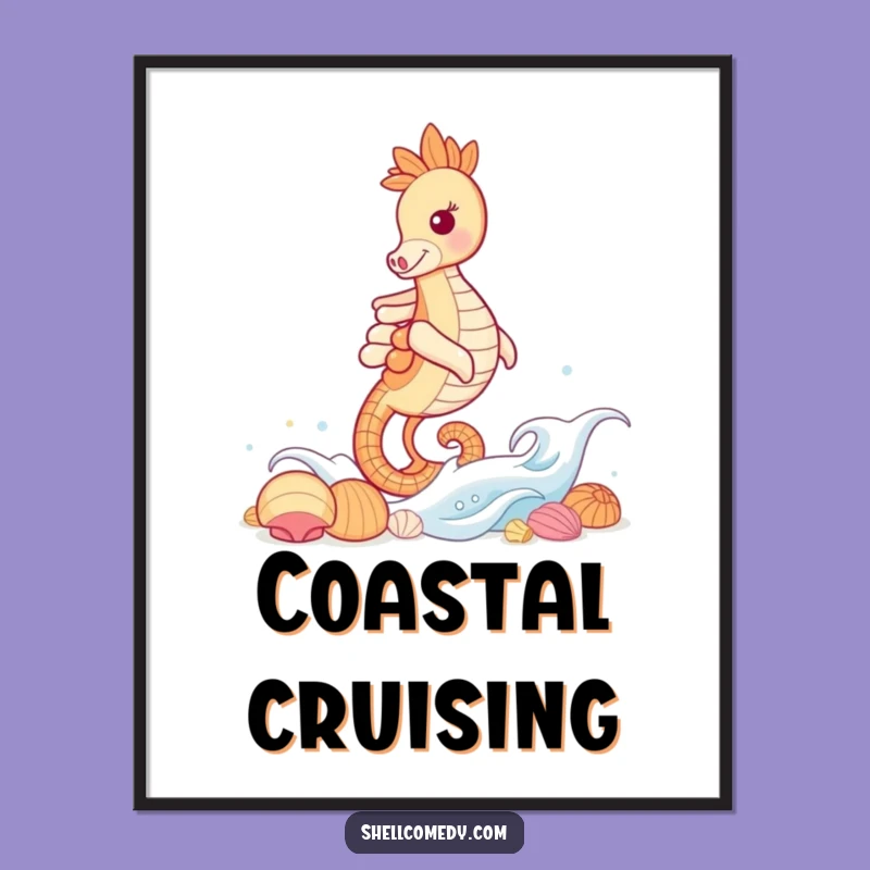 Funny Seahorse Wave Art Print: Hilarious Wall Decor, Perfect DIY Funny Gift