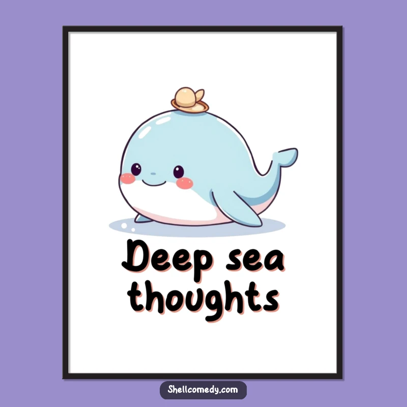 Funny Whale Shell Poster: Adorable Ocean Art for Wall Décor Funny Gift