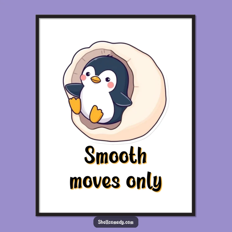 Funny Penguin Seashell Poster: Hilarious Animal Art, Perfect Funny Gift
