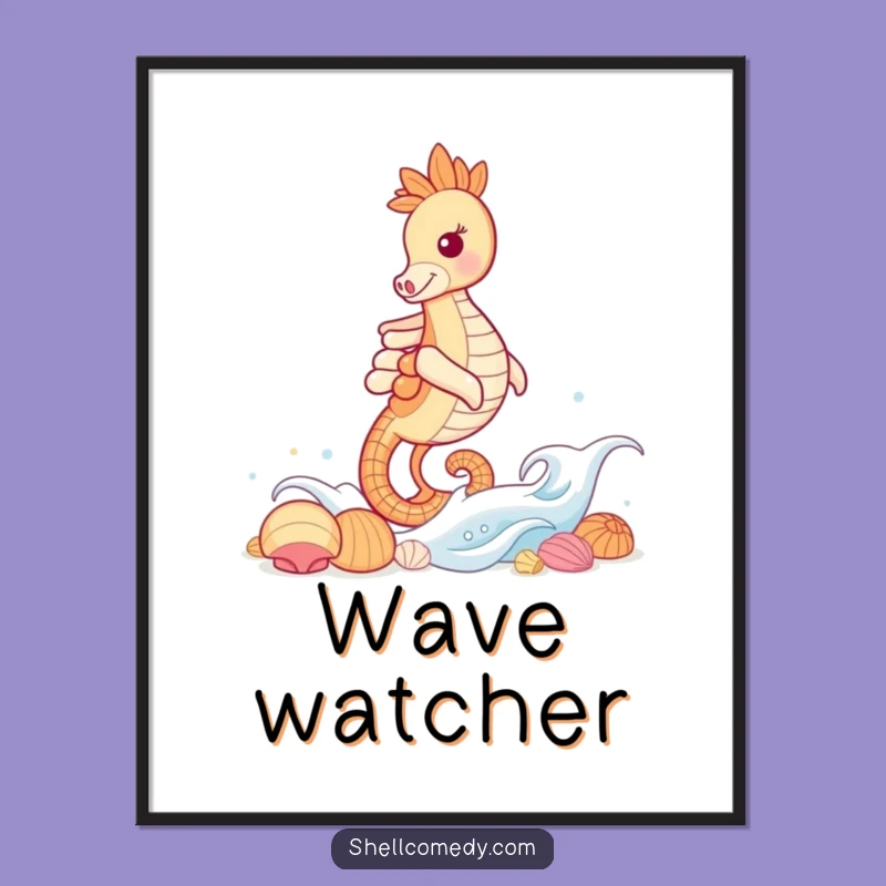 Funny Seahorse Wave Poster: Hilarious Ocean Art, Perfect Funny Gift