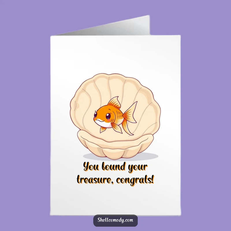 Free Printable Congrats Card: Happy Goldfish Shell Swim - Humorous Aquatic Downloadable Greeting
