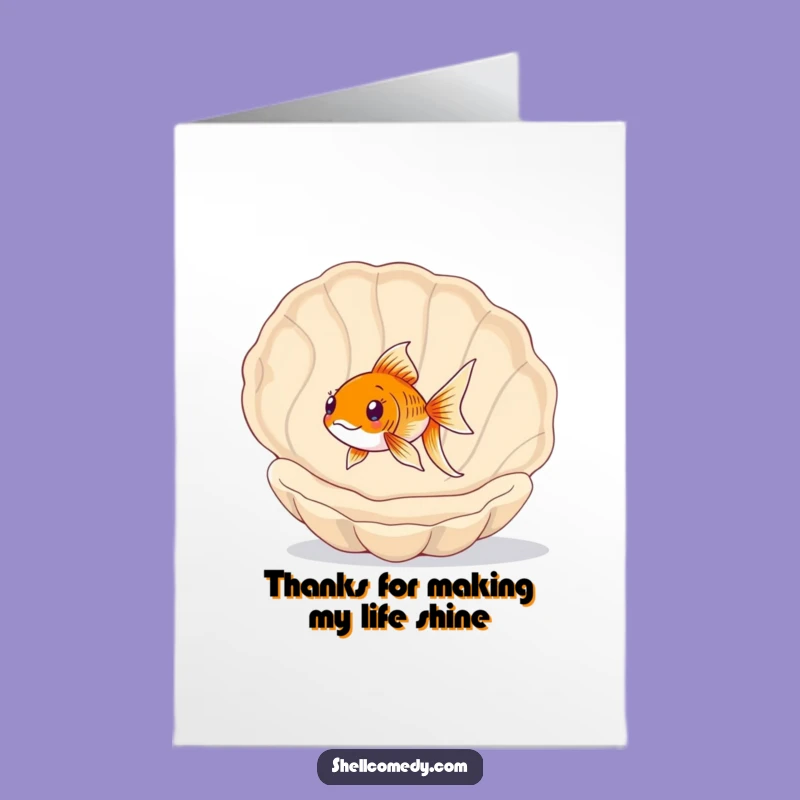 Free Printable Thank You Card: Cheerful Goldfish Seashell Voyage - Appreciative Aquatic Downloadable Note