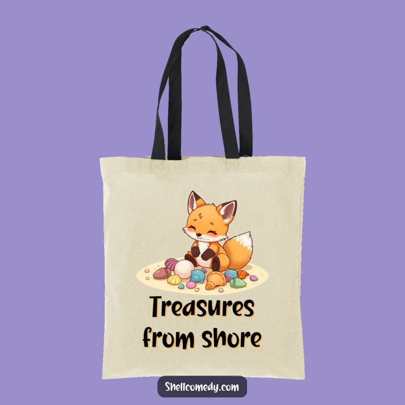 Funny Fox Cub Seashells Tote Bag: Chic Delighted Beach Accessory Gift