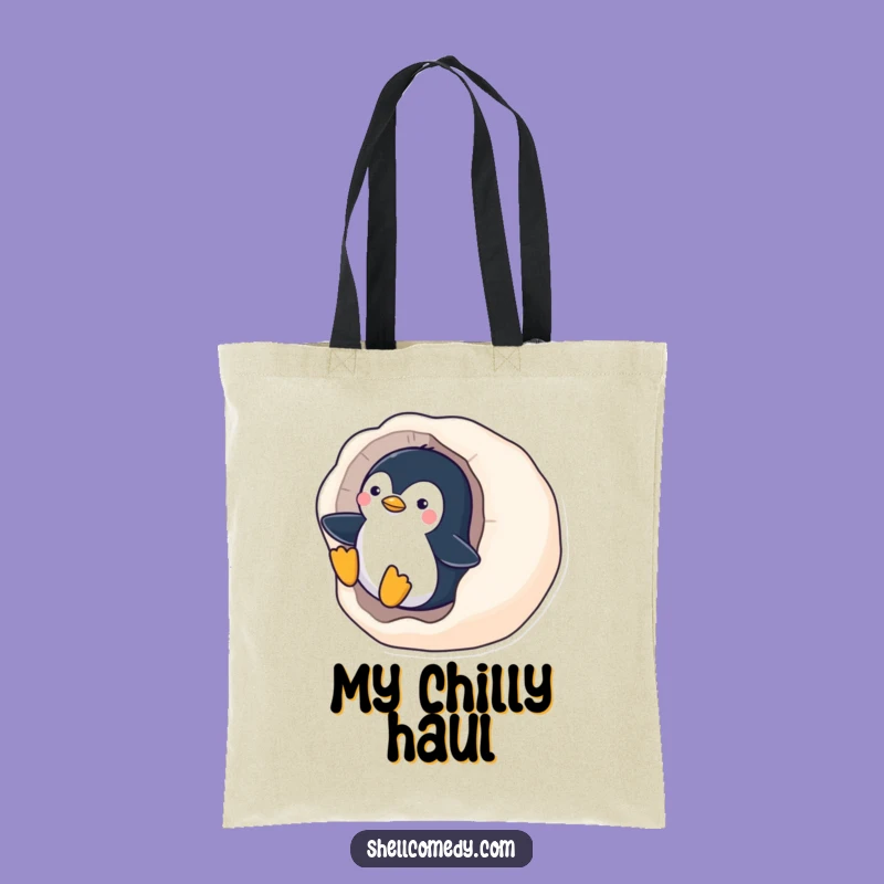 Funny Penguin Seashell Tote Bag: Hilarious Winter Accessory, Great Funny Gift